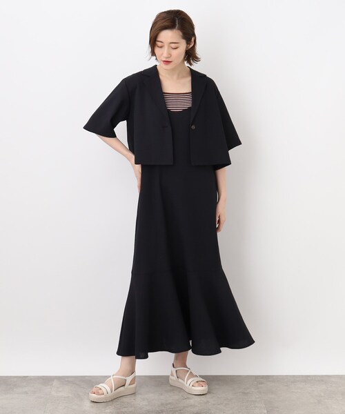 grove（グローブ）の「◆簡単に洒落見えスタイルが叶う！ボレロジャケット×キャミワンピースセット（アンサンブル・レディース・ブルー/ブラック/ライトベージュ・02/03/04/01/05）」の12枚目の写真