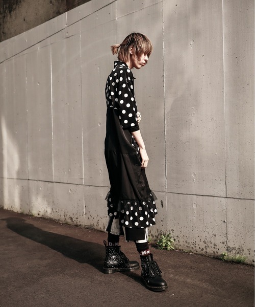 rovtski(ロフトスキー)の「DOT配色ティアードシャツワンピース(シャツワンピース・レディース・ブラック・FREE)」の5枚目の写真