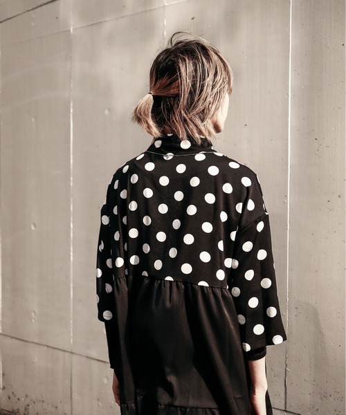 rovtski(ロフトスキー)の「DOT配色ティアードシャツワンピース(シャツワンピース・レディース・ブラック・FREE)」の11枚目の写真