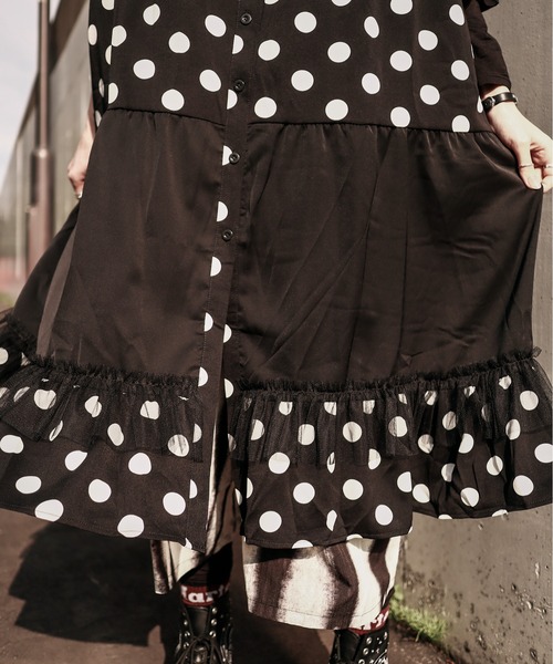 rovtski(ロフトスキー)の「DOT配色ティアードシャツワンピース(シャツワンピース・レディース・ブラック・FREE)」の18枚目の写真