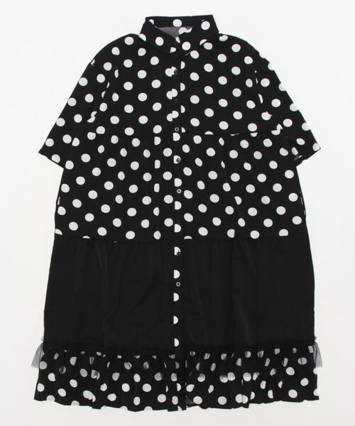 rovtski(ロフトスキー)の「DOT配色ティアードシャツワンピース(シャツワンピース・レディース・ブラック・FREE)」の19枚目の写真