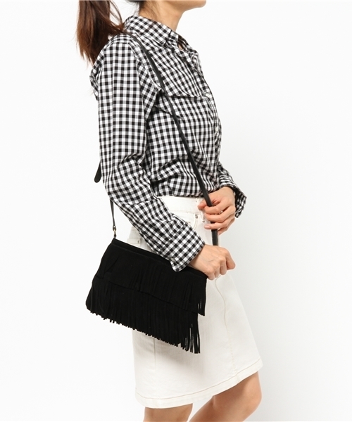 SHIPS for women（シップスフォーウィメン）の「★★コンビフリンジポシェット（ショルダーバッグ・レディース・ブラック/ベージュ/ゴールド・ONE SIZE）」の4枚目の写真