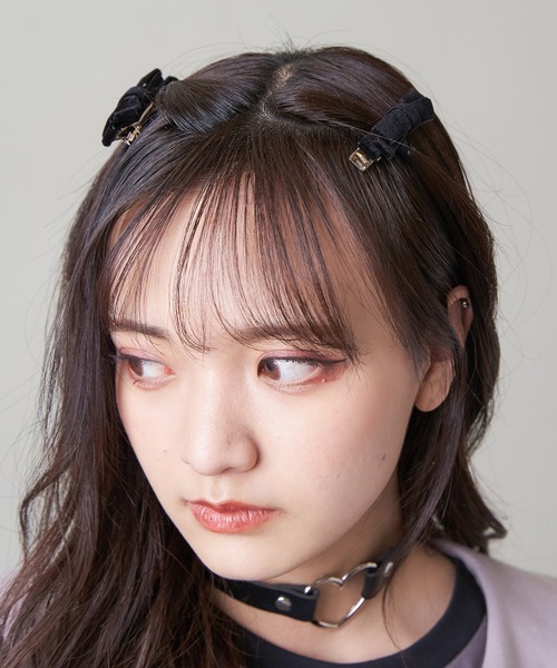 セール】【2個セット】ベロアリボンヘアピン（バレッタ/ヘアクリップ