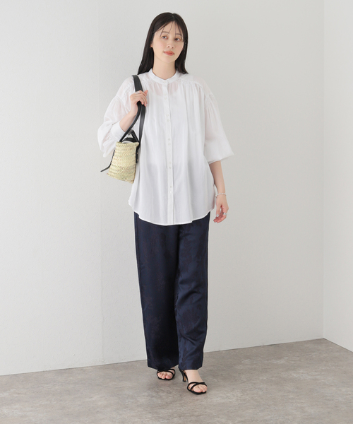 B.C STOCK(ベーセーストック)の「シアーギャザーシャツ(シャツ/ブラウス・レディース・ホワイト/パープル/グリーン/オレンジ・FREE)」の21枚目の写真