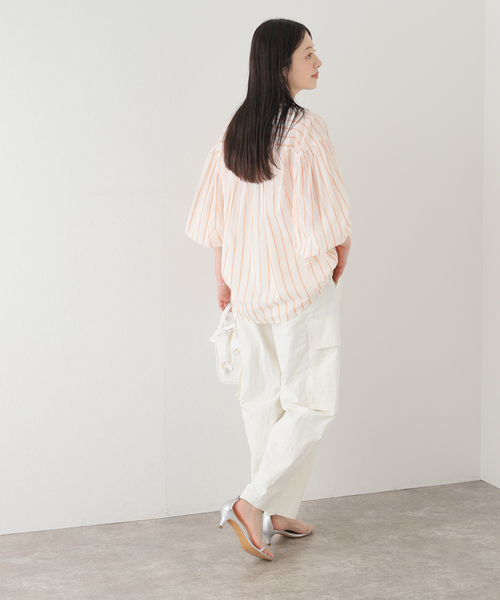 B.C STOCK(ベーセーストック)の「シアーギャザーシャツ(シャツ/ブラウス・レディース・ホワイト/パープル/グリーン/オレンジ・FREE)」の8枚目の写真