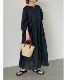 ehka sopo | 袖ドロストティアードワンピース(ワンピース)