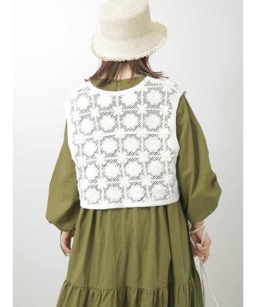 ehka sopo（エヘカソポ）の「袖ドロストティアードワンピース（ワンピース・レディース・ブラック/オフホワイト/カーキ・ﾌﾘ-）」の20枚目の写真