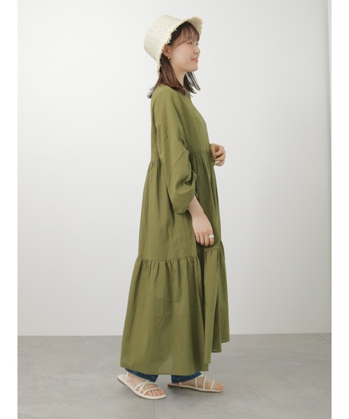 ehka sopo（エヘカソポ）の「袖ドロストティアードワンピース（ワンピース・レディース・ブラック/オフホワイト/カーキ・ﾌﾘ-）」の22枚目の写真