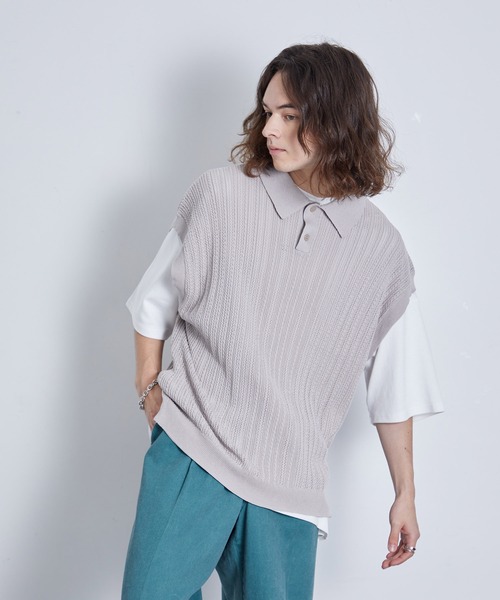 JUNRED（ジュンレッド）の「レースニットベスト（ベスト・メンズ・グリーン/ブラック/グレー・S/M/L）」の15枚目の写真