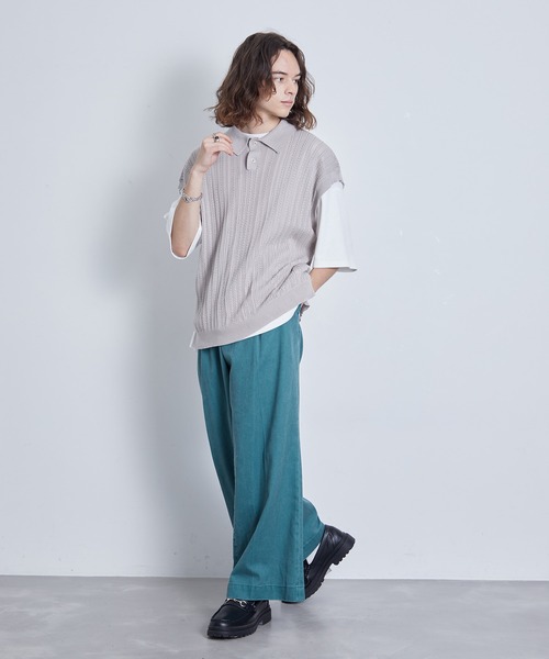 JUNRED（ジュンレッド）の「レースニットベスト（ベスト・メンズ・グリーン/ブラック/グレー・S/M/L）」の11枚目の写真