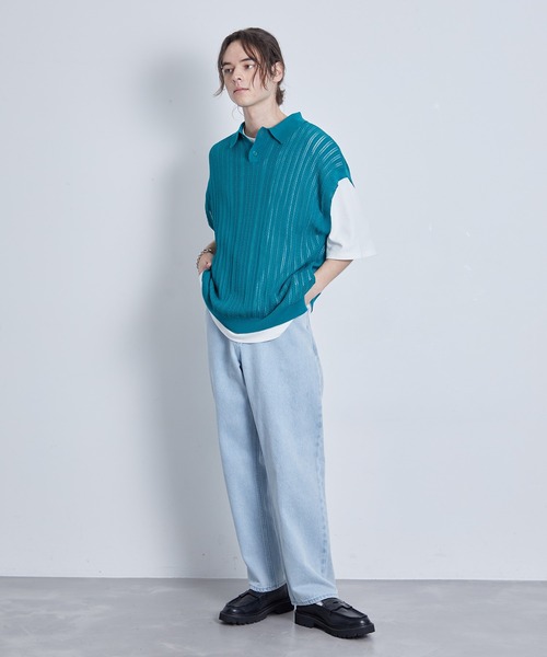 JUNRED（ジュンレッド）の「レースニットベスト（ベスト・メンズ・グリーン/ブラック/グレー・S/M/L）」の9枚目の写真