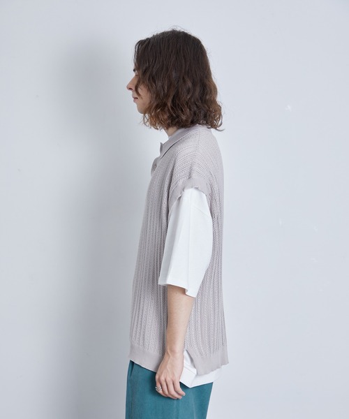 JUNRED（ジュンレッド）の「レースニットベスト（ベスト・メンズ・グリーン/ブラック/グレー・S/M/L）」の8枚目の写真