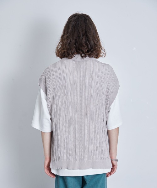 JUNRED（ジュンレッド）の「レースニットベスト（ベスト・メンズ・グリーン/ブラック/グレー・S/M/L）」の7枚目の写真