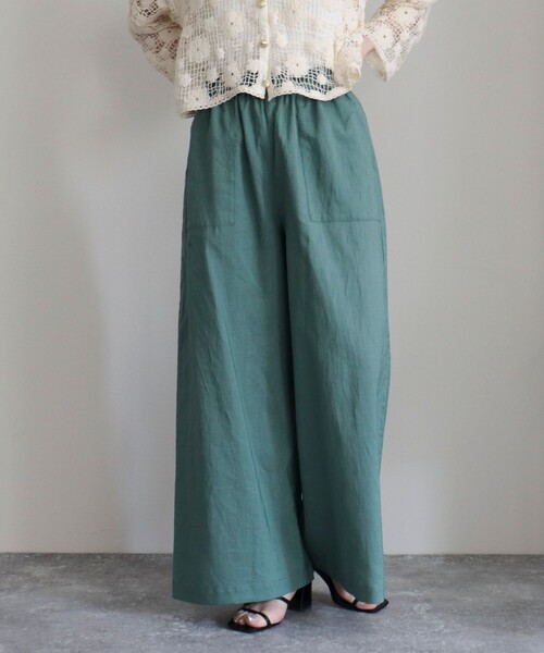 fredy emue（フレディエミュ）の「デニム/リネン混イージーワイドパンツ（その他パンツ・レディース・ピンク/ダークグリーン/イエロー/ブルー・36/38）」の2枚目の写真