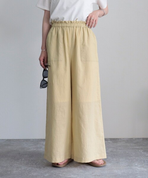 fredy emue（フレディエミュ）の「デニム/リネン混イージーワイドパンツ（その他パンツ・レディース・ピンク/ダークグリーン/イエロー/ブルー・36/38）」の19枚目の写真