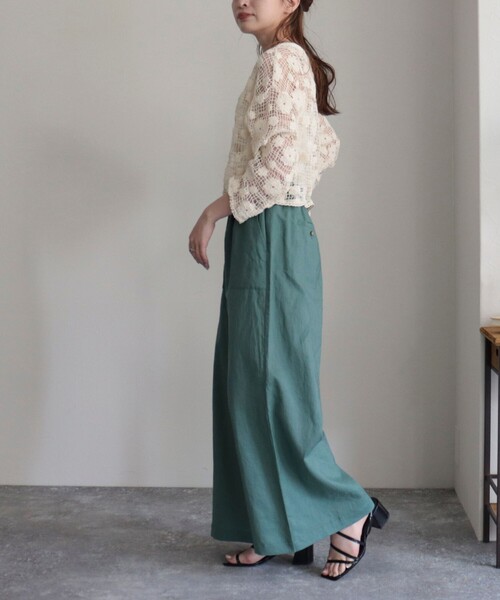 fredy emue（フレディエミュ）の「デニム/リネン混イージーワイドパンツ（その他パンツ・レディース・ピンク/ダークグリーン/イエロー/ブルー・36/38）」の14枚目の写真