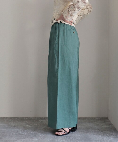 fredy emue（フレディエミュ）の「デニム/リネン混イージーワイドパンツ（その他パンツ・レディース・ピンク/ダークグリーン/イエロー/ブルー・36/38）」の8枚目の写真