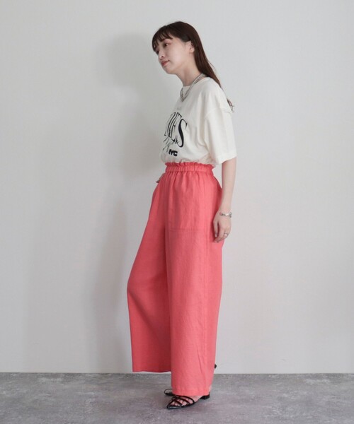 fredy emue（フレディエミュ）の「デニム/リネン混イージーワイドパンツ（その他パンツ・レディース・ピンク/ダークグリーン/イエロー/ブルー・36/38）」の15枚目の写真