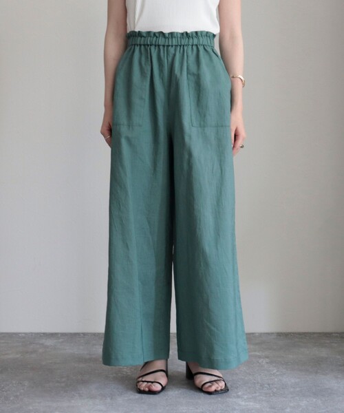 fredy emue（フレディエミュ）の「デニム/リネン混イージーワイドパンツ（その他パンツ・レディース・ピンク/ダークグリーン/イエロー/ブルー・36/38）」の16枚目の写真