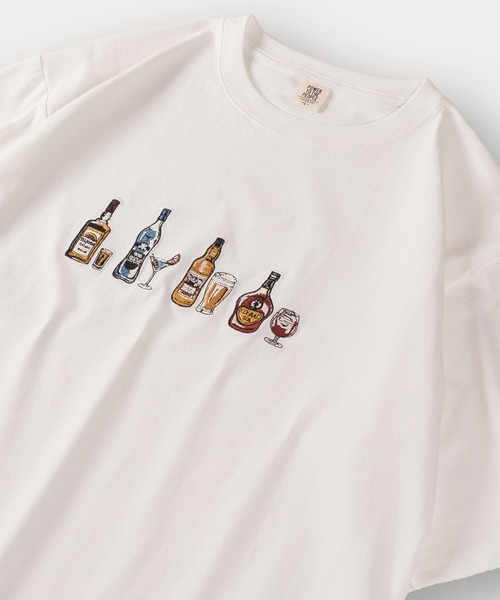 POWER TO THE PEOPLE(パワートゥーザピープル)の「アルコール&アニマルロゴ フロント刺繍Tシャツ(Tシャツ/カットソー・メンズ・ライトブルー/ブラック/オフホワイト/チャコールグレー/ホワイト/ライトパープル・M/L/XL)」の2枚目の写真