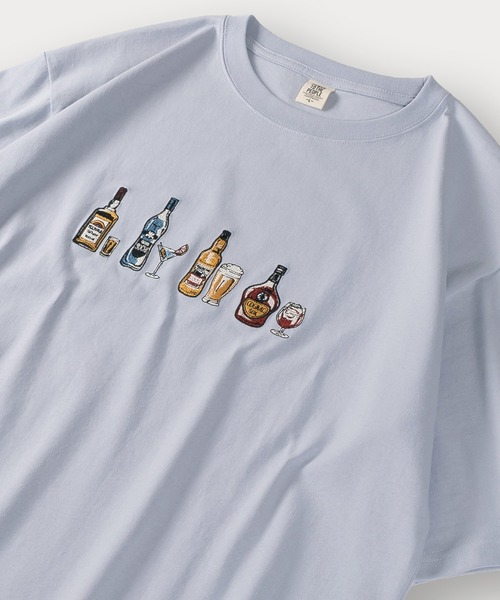 POWER TO THE PEOPLE(パワートゥーザピープル)の「アルコール&アニマルロゴ フロント刺繍Tシャツ(Tシャツ/カットソー・メンズ・ライトブルー/ブラック/オフホワイト/チャコールグレー/ホワイト/ライトパープル・M/L/XL)」の5枚目の写真