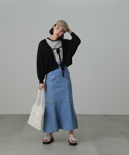 FREE'S MART（フリーズマート）の「【Sシリーズ対応】パネル切替マーメイドデニムスカート（デニムスカート・レディース・ダークネイビー/ホワイト系その他/ブルー系その他2・MEDIUM/SMALL/X-SMALL）」の20枚目の写真