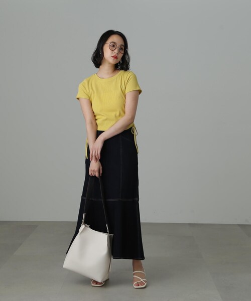 FREE'S MART（フリーズマート）の「【Sシリーズ対応】パネル切替マーメイドデニムスカート（デニムスカート・レディース・ダークネイビー/ホワイト系その他/ブルー系その他2・MEDIUM/SMALL/X-SMALL）」の12枚目の写真