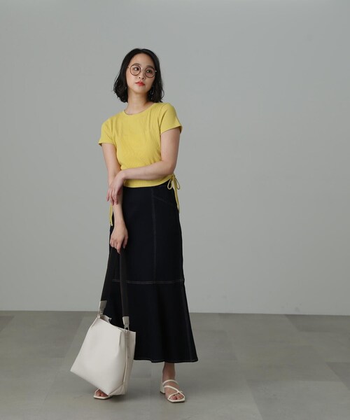 FREE'S MART（フリーズマート）の「【Sシリーズ対応】パネル切替マーメイドデニムスカート（デニムスカート・レディース・ダークネイビー/ホワイト系その他/ブルー系その他2・MEDIUM/SMALL/X-SMALL）」の11枚目の写真