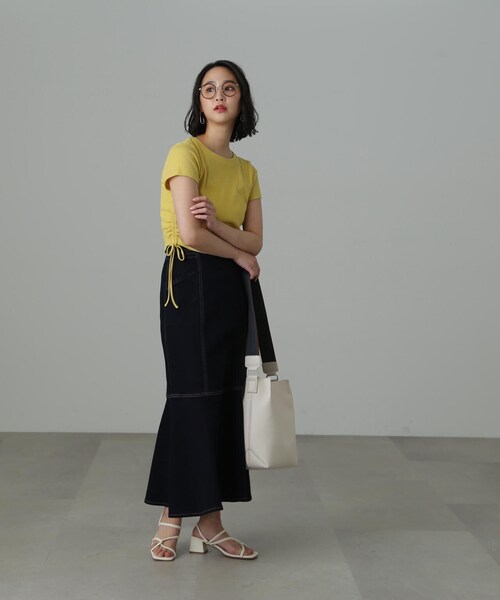 FREE'S MART（フリーズマート）の「【Sシリーズ対応】パネル切替マーメイドデニムスカート（デニムスカート・レディース・ダークネイビー/ホワイト系その他/ブルー系その他2・MEDIUM/SMALL/X-SMALL）」の9枚目の写真