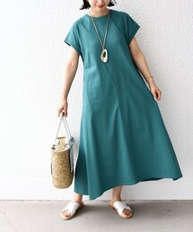 * 〈洗濯機可能〉オーガニックコットン フレンチ パイピング フレア ワンピース◆