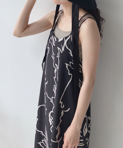 AS KNOW AS plus（アズノゥアズプラス）の「〇後リボン バッククロスキャミワンピース（ワンピース・レディース・ホワイト系/ブラック系/ブラック系1・FREE）」の9枚目の写真