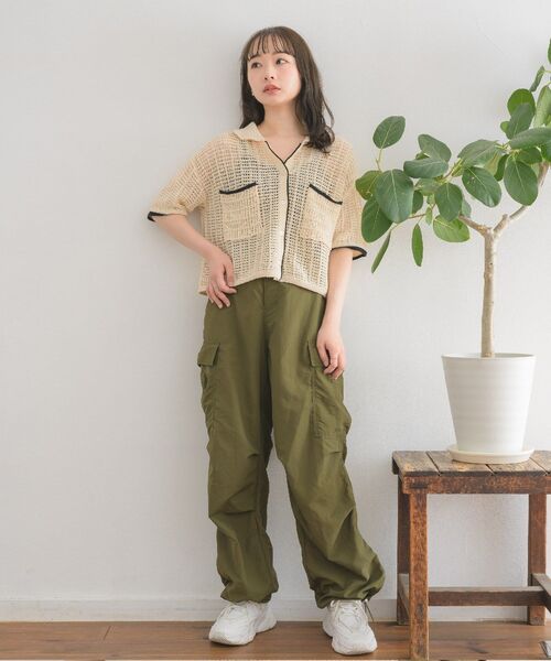 RETRO GIRL(レトロガール)の「メッシュラインニットカーデ(ニット/セーター・レディース・オフホワイト/オレンジ/ブルー/グリーン・FREE)」の5枚目の写真
