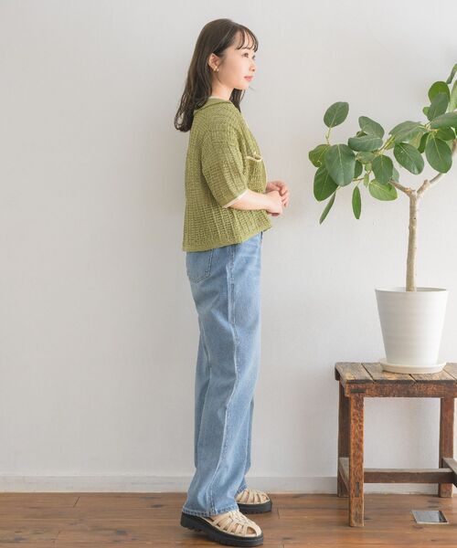 RETRO GIRL(レトロガール)の「メッシュラインニットカーデ(ニット/セーター・レディース・オフホワイト/オレンジ/ブルー/グリーン・FREE)」の20枚目の写真