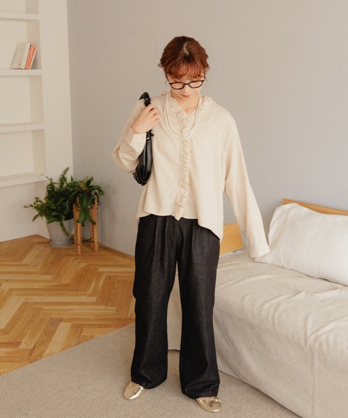 flower（フラワー）の「リトルフリルブラウス2（シャツ/ブラウス・レディース・ホワイト/ベージュ・FREE）」の17枚目の写真