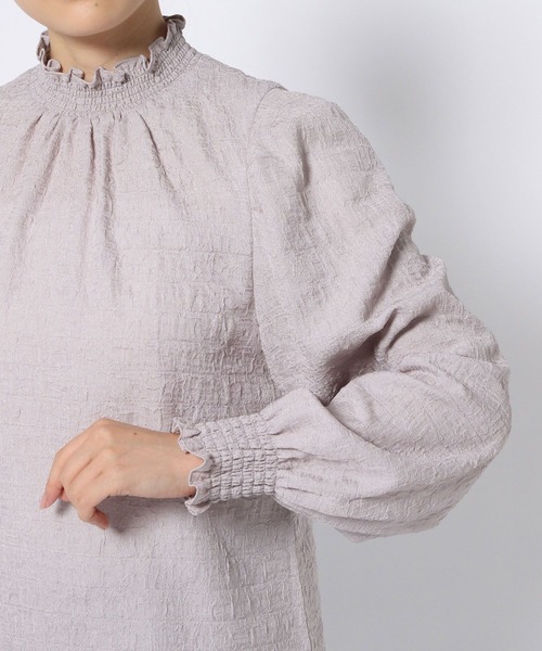 mysty woman（ミスティウーマン）の「ハイネックシャーリングブラウス　978458（シャツ/ブラウス・レディース・グレー/オフホワイト/ブラック・FREE）」の14枚目の写真