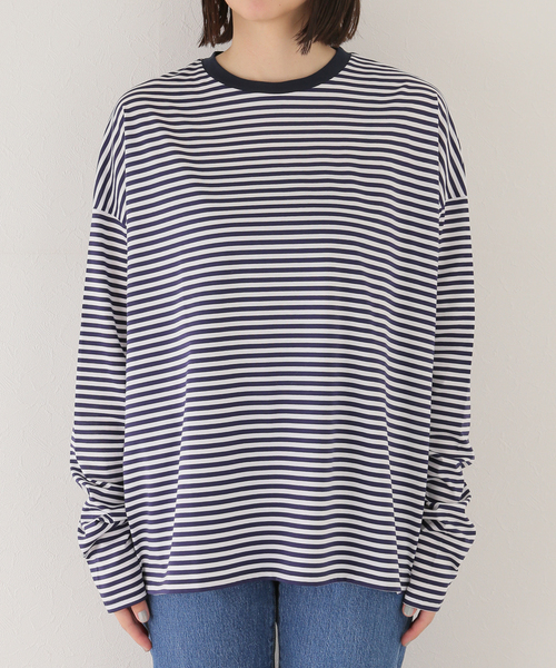 JOURNAL STANDARD LUXE（ジャーナルスタンダード　ラックス）の「コンパクトジャージークルーネックビッグプルオーバー（Tシャツ/カットソー・レディース・ネイビー/ブラック/ホワイト・FREE）」の22枚目の写真