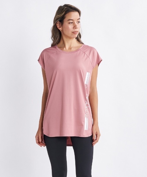 ROXY（ロキシー）の「SWEET SOUL/ロキシーUVカット付きドライサイドロゴスポーティロング丈ノースリーブ（タンクトップ・レディース・ピンク/ホワイト/グリーン・SMALL/LARGE/MEDIUM）」の3枚目の写真