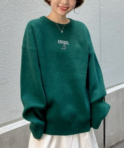 KANGOL(カンゴール)の「【KANGOL】【KANGOL別注】膨れジャガードニット(ニット/セーター・レディース・ブラック/グリーン・L/M)」の2枚目の写真