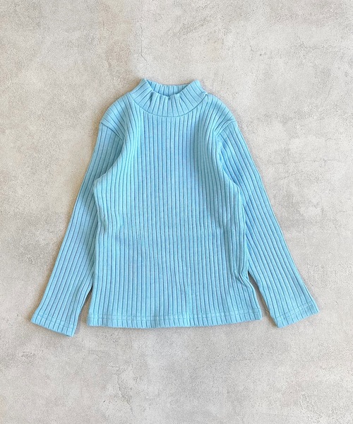 CALMIA（カルミア）の「裏起毛テレコ ハイネックプルオーバー（90～150cm）（Tシャツ/カットソー・キッズ・ライトブルー/ピンク/チャコール/ラベンダー/ライトグリーン・120/130/140/150/90/100/110/95）」の3枚目の写真