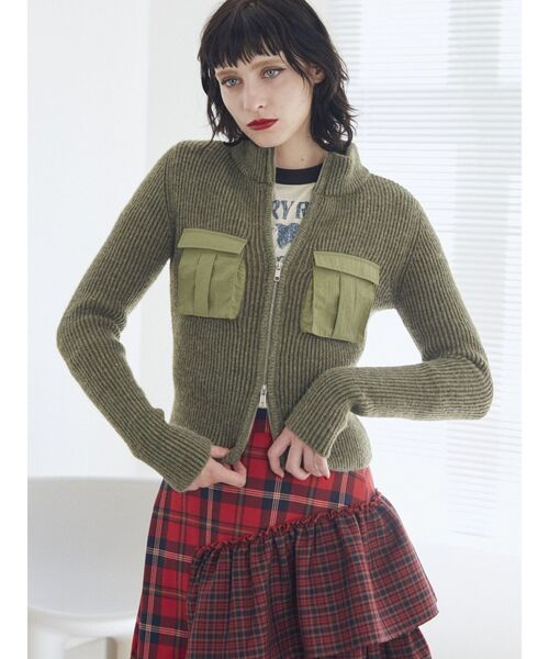 jouetie（ジュエティ）の「ダブルZIPコンパクトニット（ニット/セーター・レディース・ブルー/カーキ/ブラック・MEDIUM）」の8枚目の写真