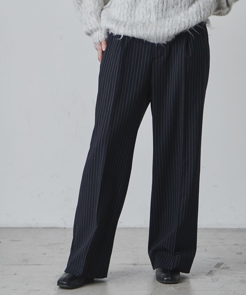 50s【極美品】スラックス トラウザー ストライプ ダークグレー 黒 古着 ストライプ スラックス トラウザー パンツ OPTIジップ 2