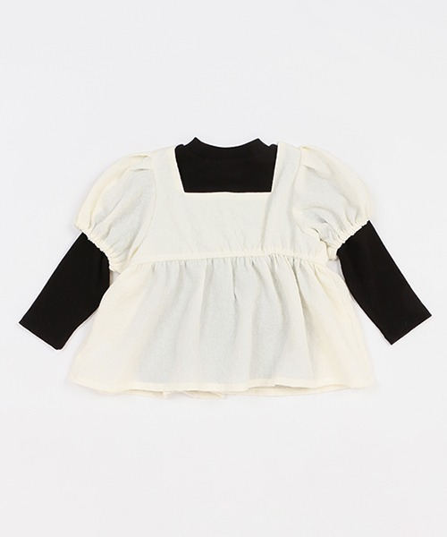 petit main(プティマイン)の「【リンク】ジャガードドッキングトップス★(シャツ/ブラウス・キッズ・オフホワイト/ブラック・130cm/110cm/90cm/120cm/80cm/100cm)」の3枚目の写真