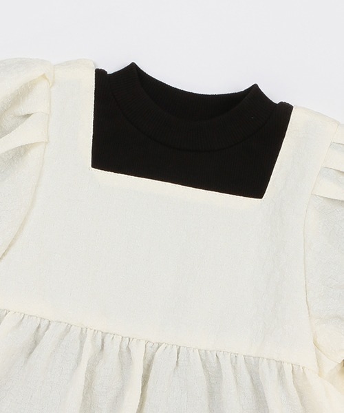 petit main(プティマイン)の「【リンク】ジャガードドッキングトップス★(シャツ/ブラウス・キッズ・オフホワイト/ブラック・130cm/110cm/90cm/120cm/80cm/100cm)」の4枚目の写真