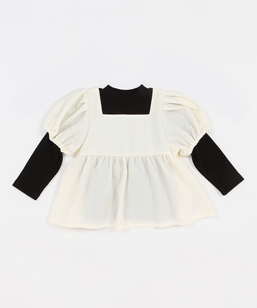 petit main(プティマイン)の「【リンク】ジャガードドッキングトップス★(シャツ/ブラウス・キッズ・オフホワイト/ブラック・130cm/110cm/90cm/120cm/80cm/100cm)」の15枚目の写真