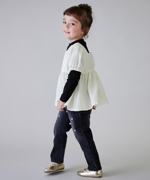 petit main(プティマイン)の「【リンク】ジャガードドッキングトップス★(シャツ/ブラウス・キッズ・オフホワイト/ブラック・130cm/110cm/90cm/120cm/80cm/100cm)」の11枚目の写真