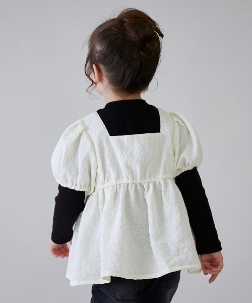 petit main(プティマイン)の「【リンク】ジャガードドッキングトップス★(シャツ/ブラウス・キッズ・オフホワイト/ブラック・130cm/110cm/90cm/120cm/80cm/100cm)」の10枚目の写真