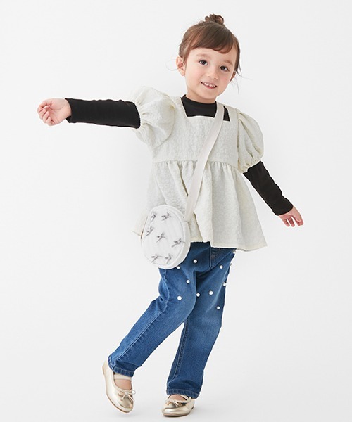 petit main(プティマイン)の「【リンク】ジャガードドッキングトップス★(シャツ/ブラウス・キッズ・オフホワイト/ブラック・130cm/110cm/90cm/120cm/80cm/100cm)」の13枚目の写真