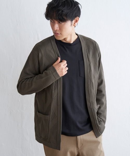 ikka（イッカ）の「GOKU楽ニットジオメカーディガン（カーディガン/ボレロ・メンズ・オリーブ/チャコールグレー・L/XL/M/S）」の7枚目の写真