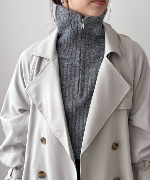 EPIMI E'PIMMY（エピミエピミー）の「【ハンドウォッシャブル】ウール混ショート丈ハーフジッププルオーバー（ニット/セーター・レディース・杢グレー/オフホワイト/ブラック・MEDIUM）」の3枚目の写真