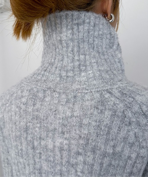 EPIMI E'PIMMY（エピミエピミー）の「【ハンドウォッシャブル】ウール混ショート丈ハーフジッププルオーバー（ニット/セーター・レディース・杢グレー/オフホワイト/ブラック・MEDIUM）」の9枚目の写真